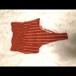 Pink striped body suit